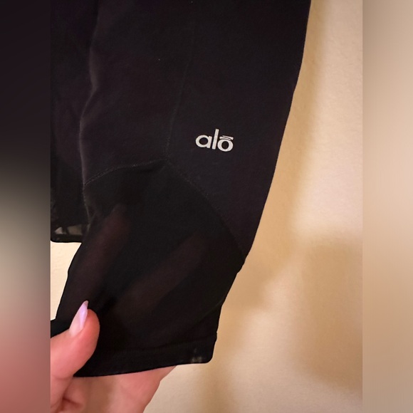 ALO black mesh sheer crop leggings. Gently worn. Size small. - Picture 3 of 4